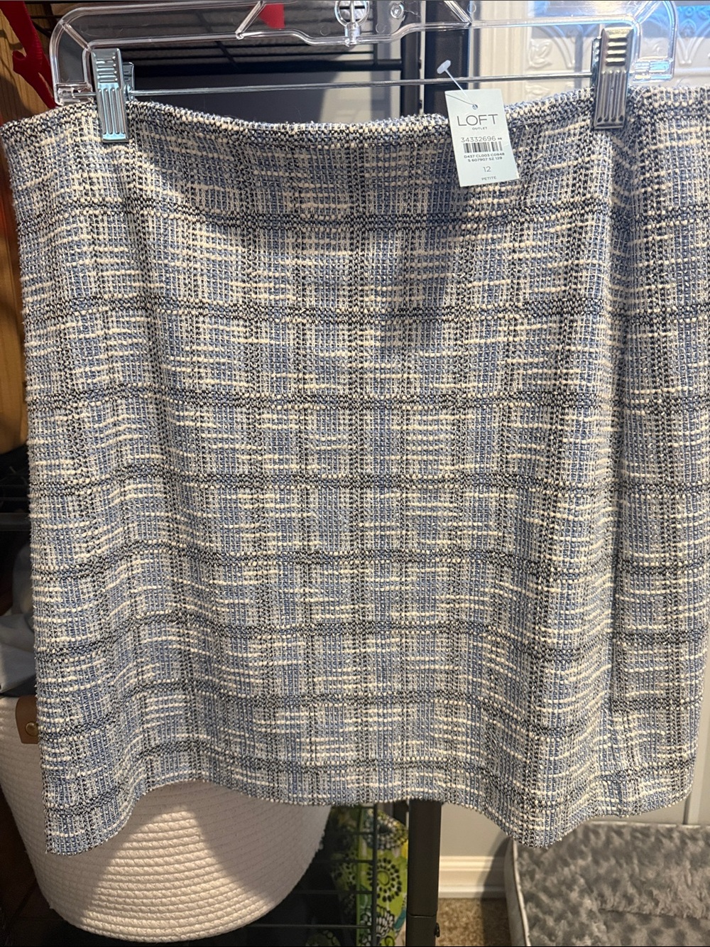 LOFT Blue and Cream Tweed Mini Skirt